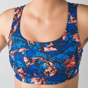 Lululemon All Sport Bra III, Mini Paint Storm Harbor Blue Multi/Black, Size 6